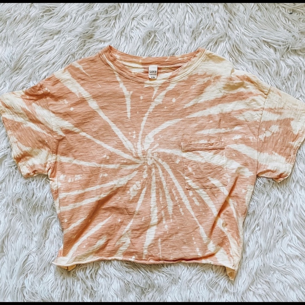 Peach / yellow tie dye crop tee sheisbtq